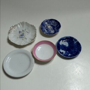 Charming Floral Ceramic Dish Set - Blue, Pink, White